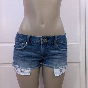 American Eagle Sparkly Star Cut Off Jean Shorts